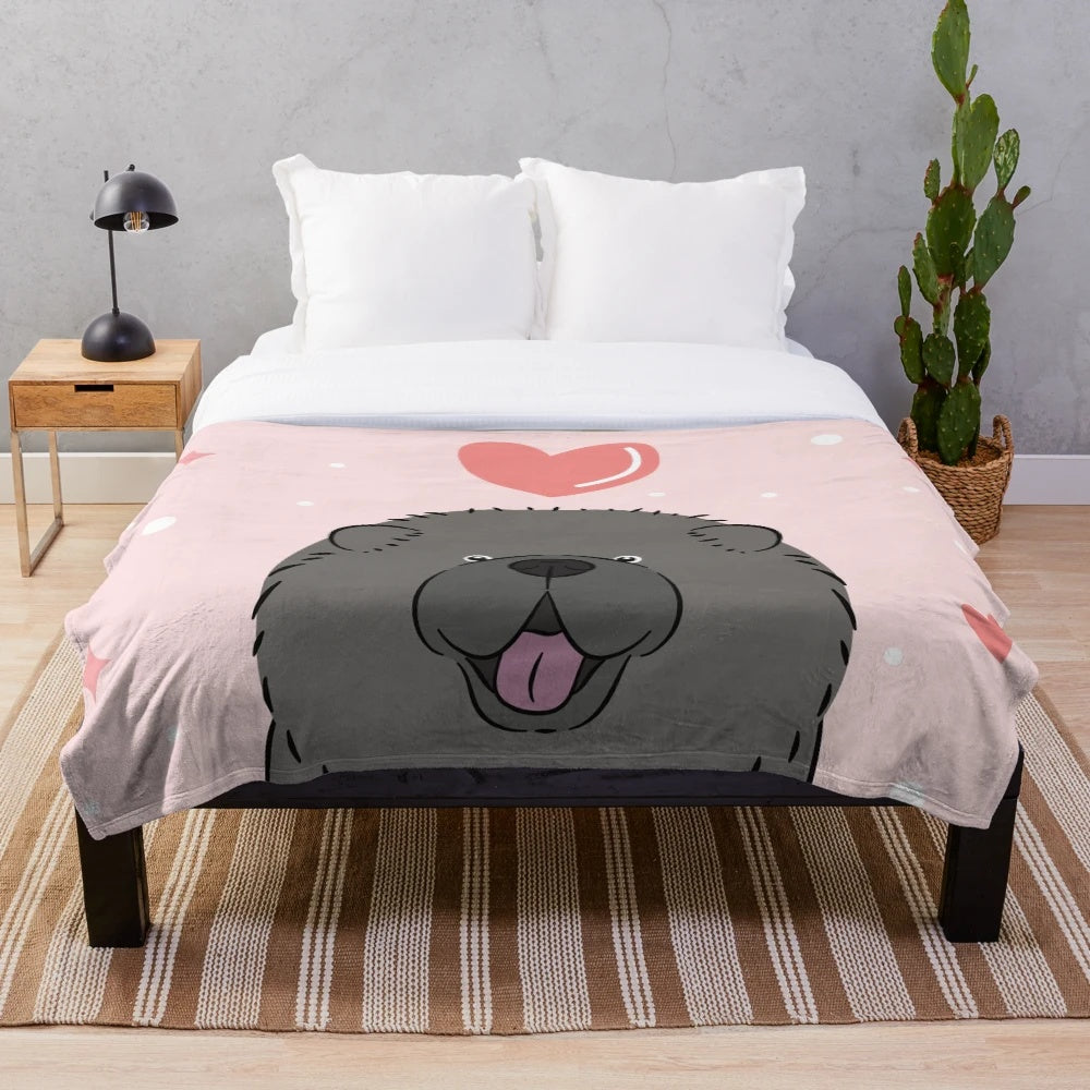 Soft and cuddly black chow chow plush blanket