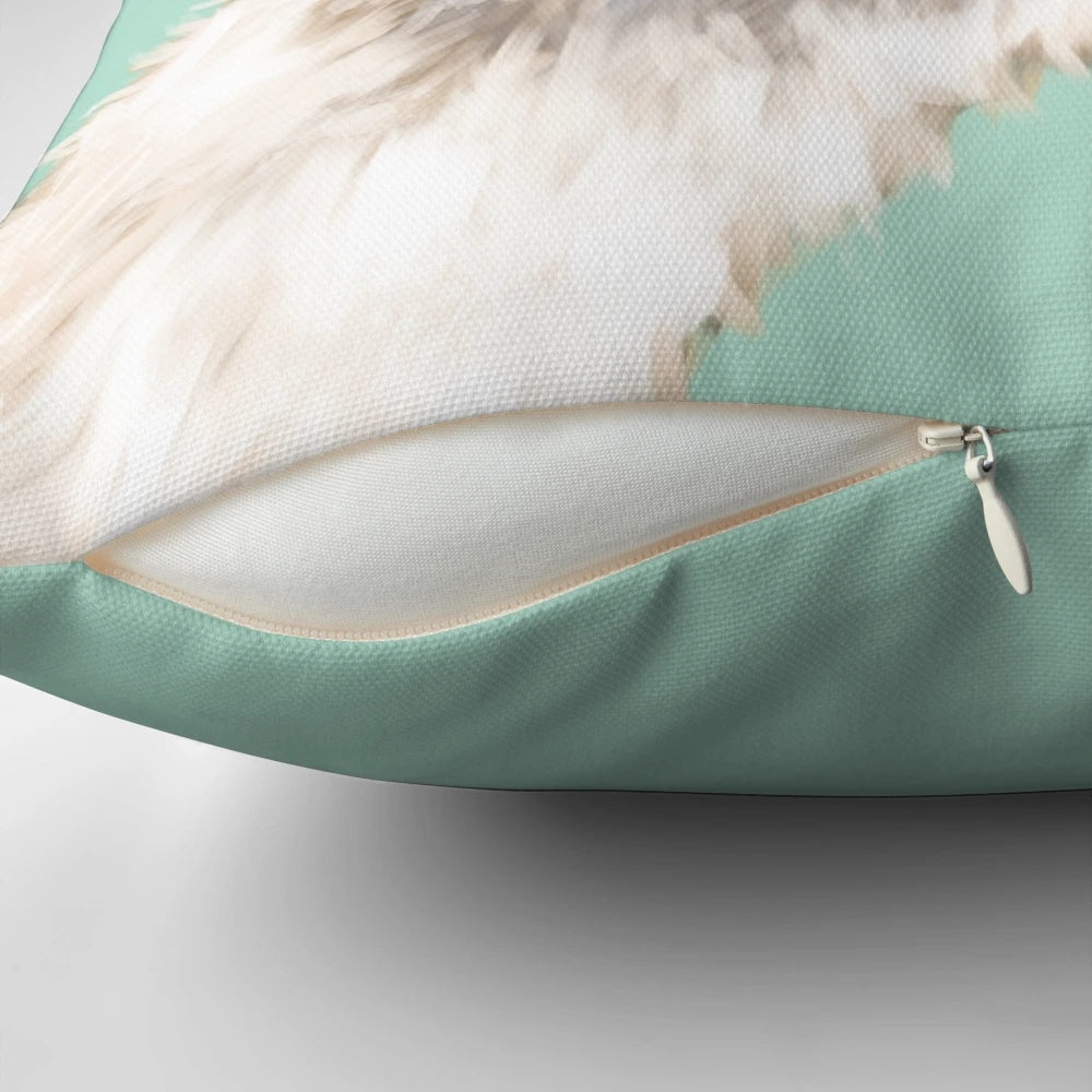 Soft, cuddly Christmas llama pillow in a cheerful green color