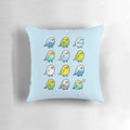 Soft, plush pillow featuring a cute, chubby parakeet or budgie design
