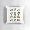 Soft and cuddly pillow featuring two chubby lovebirds in a natural setting