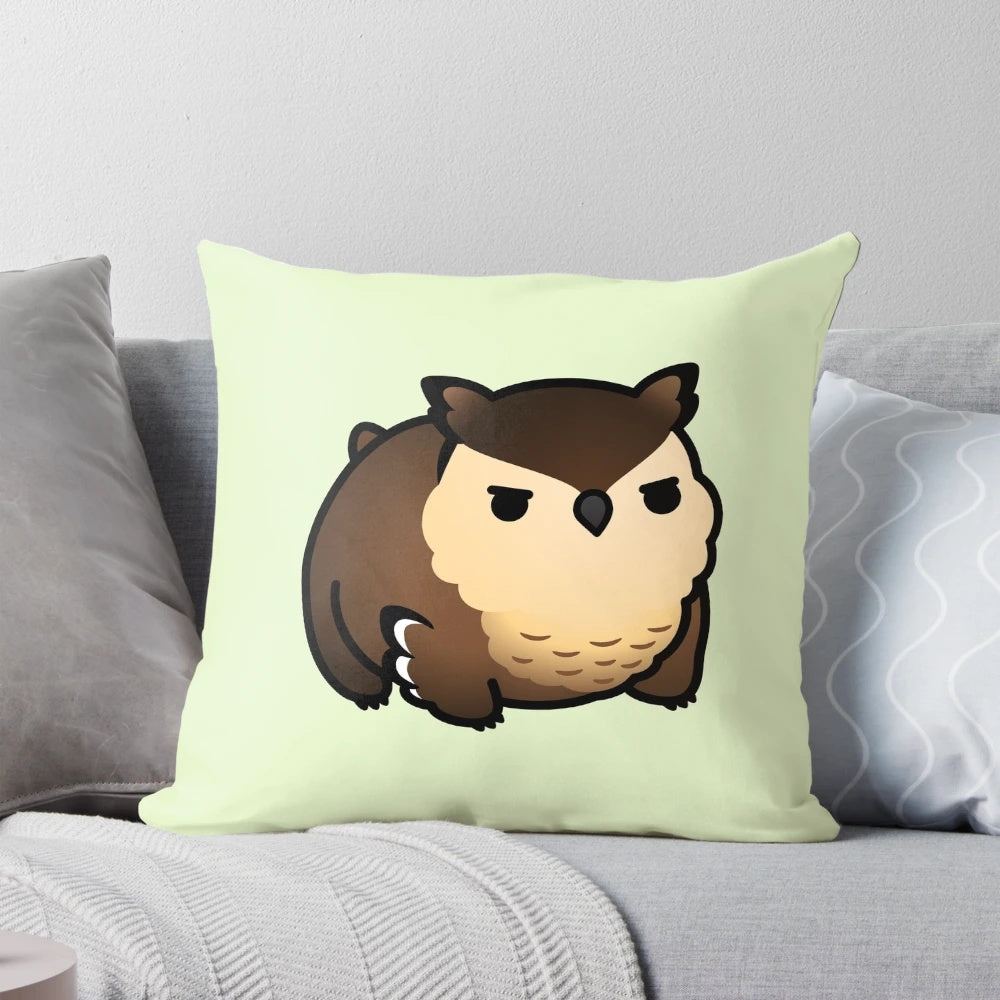 Soft and cuddly plush pillow in the shape of a chubby owlbear, a beloved fantasy creature from Dungeons & Dragons.