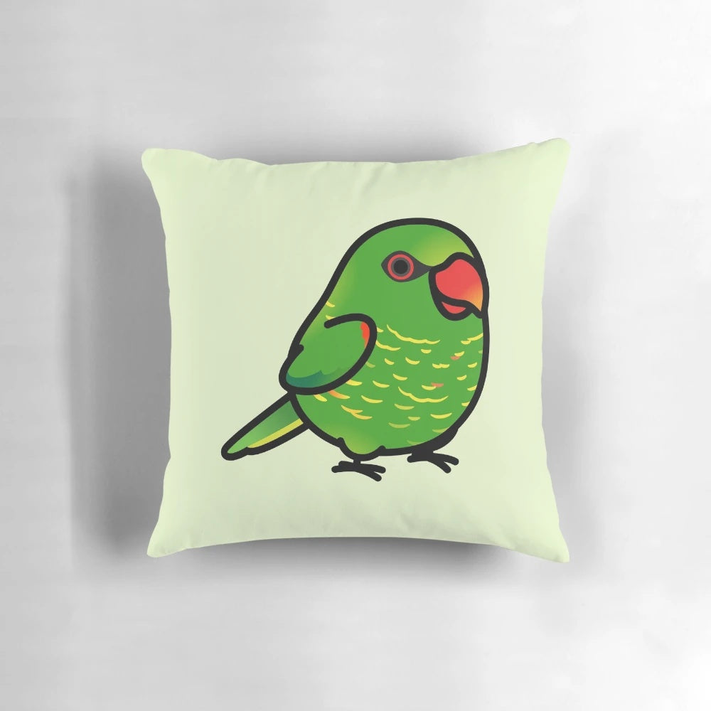 Plush pillow in the shape of a chubby, colorful scaly lorikeet bird