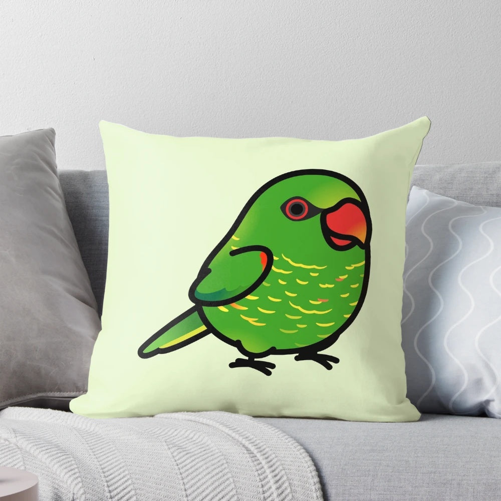 Plush pillow in the shape of a chubby, colorful scaly lorikeet bird