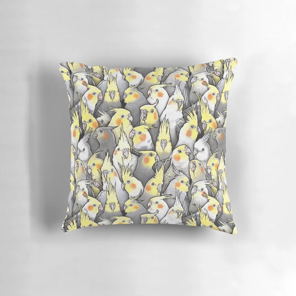 Soft and cozy cockatiel bird pattern pillow for parrot and pet owners