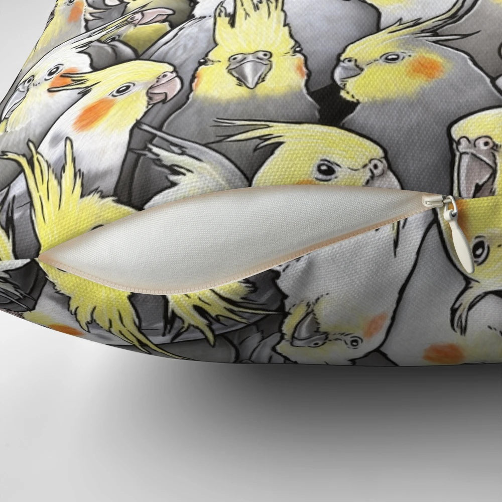 Soft and cozy cockatiel bird pattern pillow for parrot and pet owners