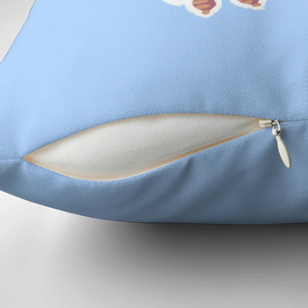 Colorful cartoon illustration of a friendly Common Yellowthroat bird on a soft, plush pillow