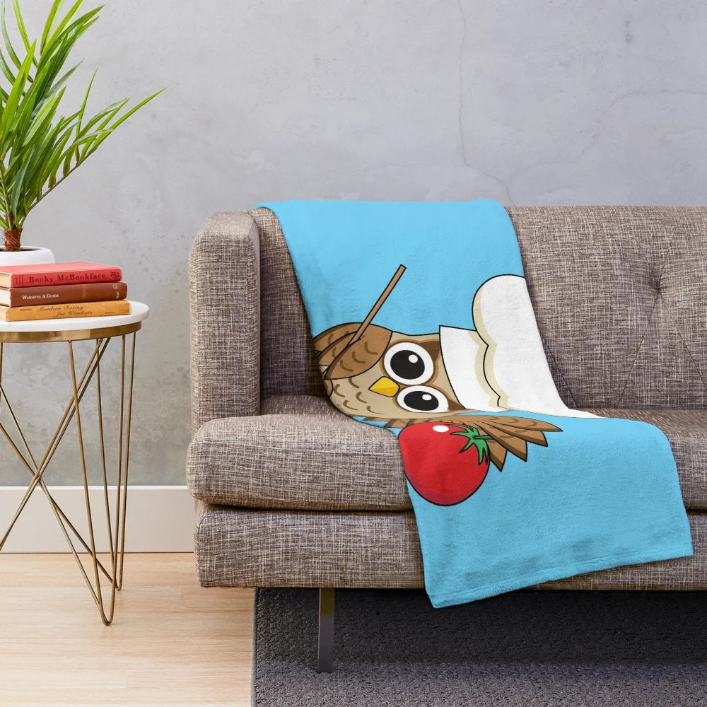 Cute cartoon cooking owl plush blanket