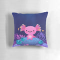 Colorful coral axolotl plush pillow with a cute, whimsical design