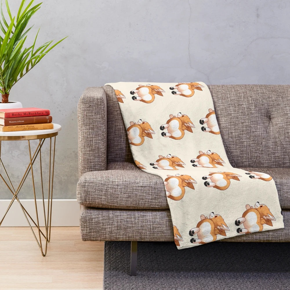 Corgi Butt Plush Blanket with Soft Paw Prints