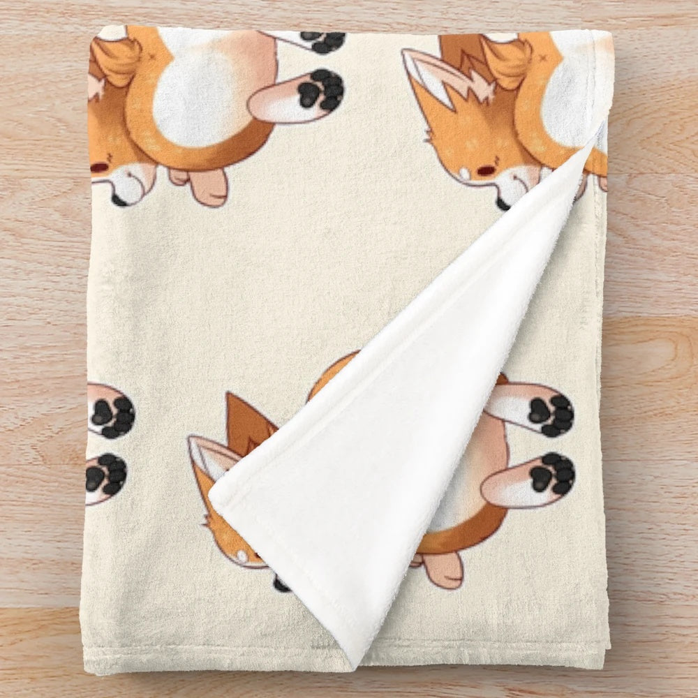 Corgi Butt Plush Blanket with Soft Paw Prints