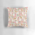 Vibrant floral pattern with a cute corgi dog on a plush pillow