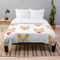Soft and cozy plush blanket with adorable corgi dog pattern
