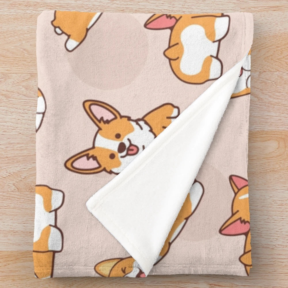 Corgi puppy plush blanket