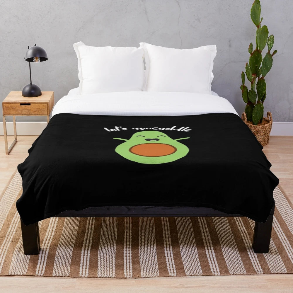 Adorable couple plush blanket in avocado design