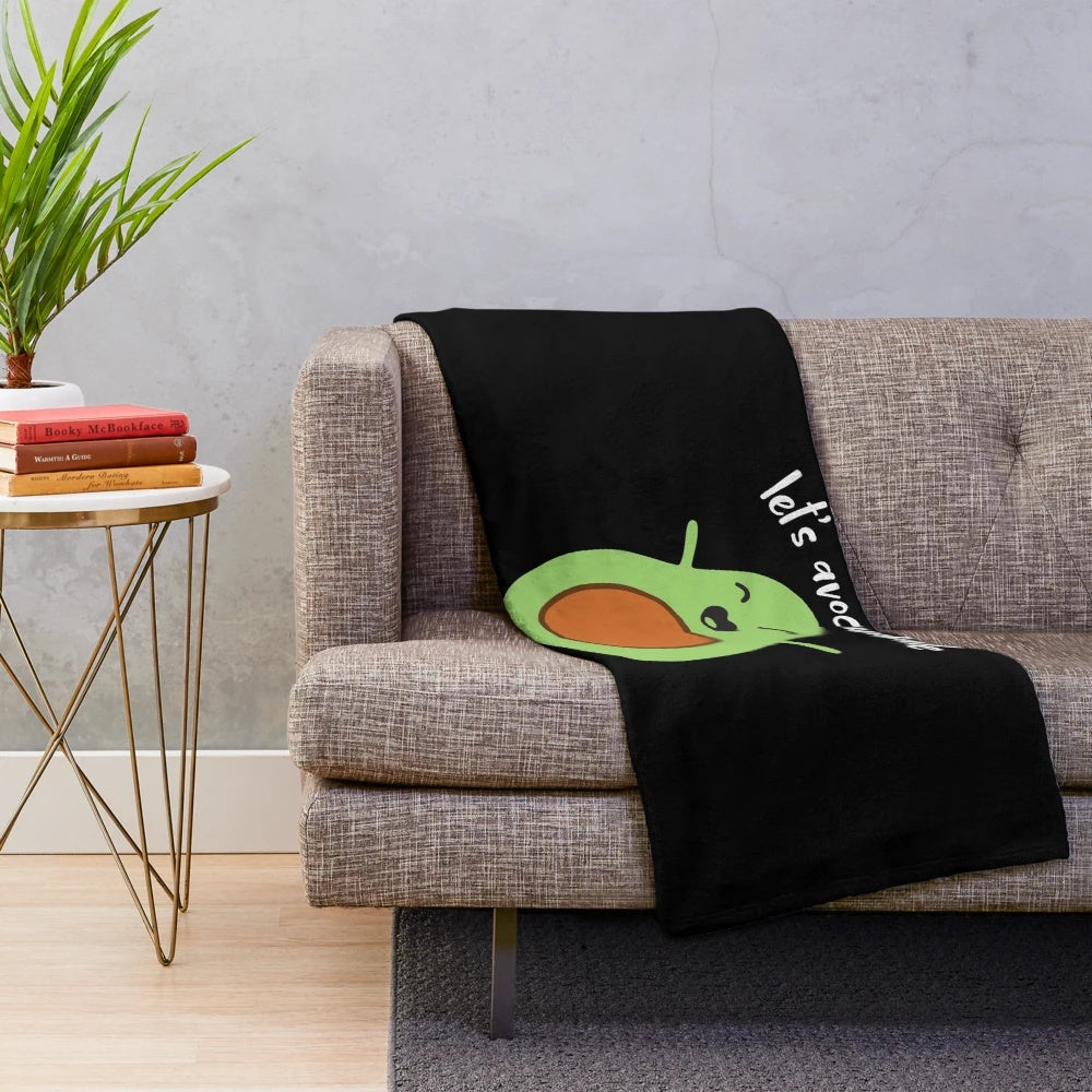 Adorable couple plush blanket in avocado design