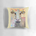 Flower Cow Auntie Pillow, a soft and charming décor piece featuring a cow design with beautiful flowers.