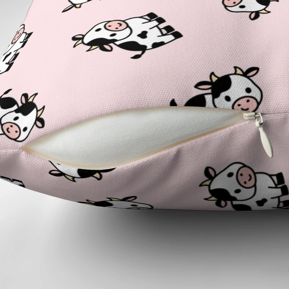Soft, cuddly cow pillow with a pink and white design, perfect for adding a touch of country charm to any space.