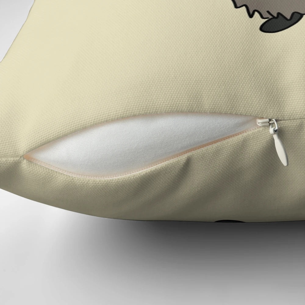 Plush Pillow Featuring a Raccoon Wearing a Cowboy Hat
