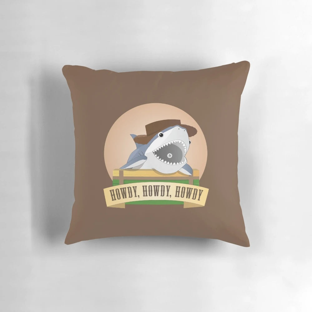 Soft, cuddly cowboy shark plush pillow inspired by Toy Story