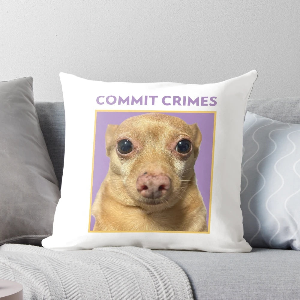 Cute and quirky plush pillow featuring a mouse in a criminal outfit