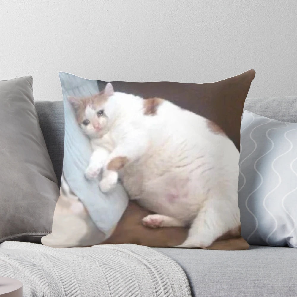 Crying fat cat plush pillow for cozy and comfy home decor