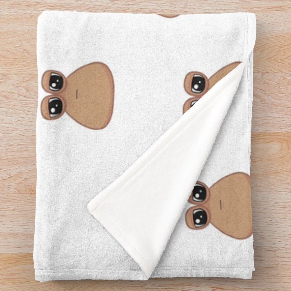 Cute and Cursed Pou Plush Blanket
