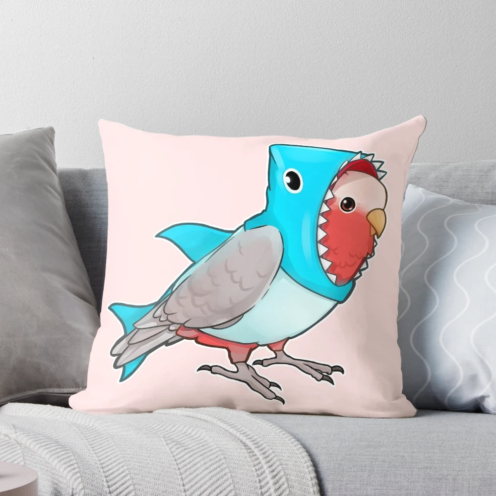 Colorful and cute galah parrot plush pillow for a cozy, kawaii-inspired home decor.