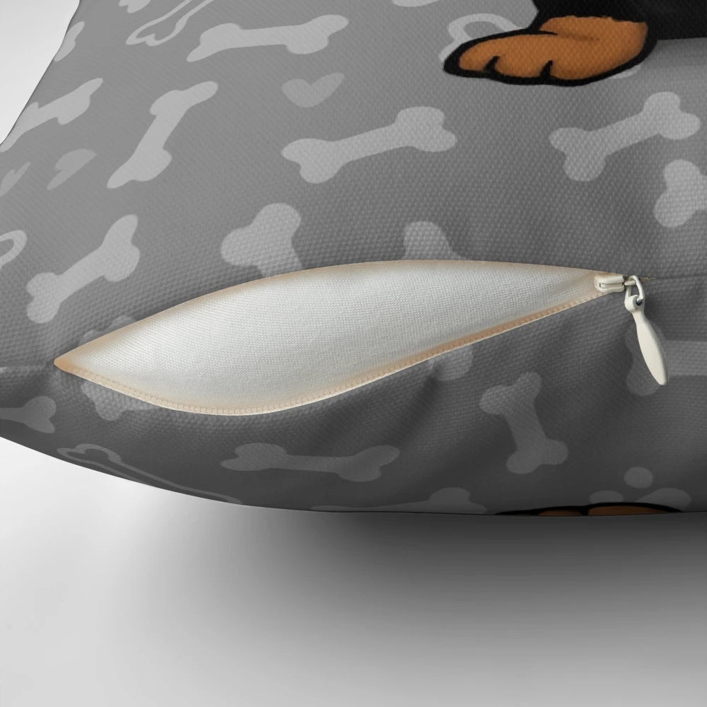 Soft, plush pillow featuring a cute cartoon dachshund design