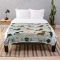 Cute dachshund dog cartoon design on a plush blanket