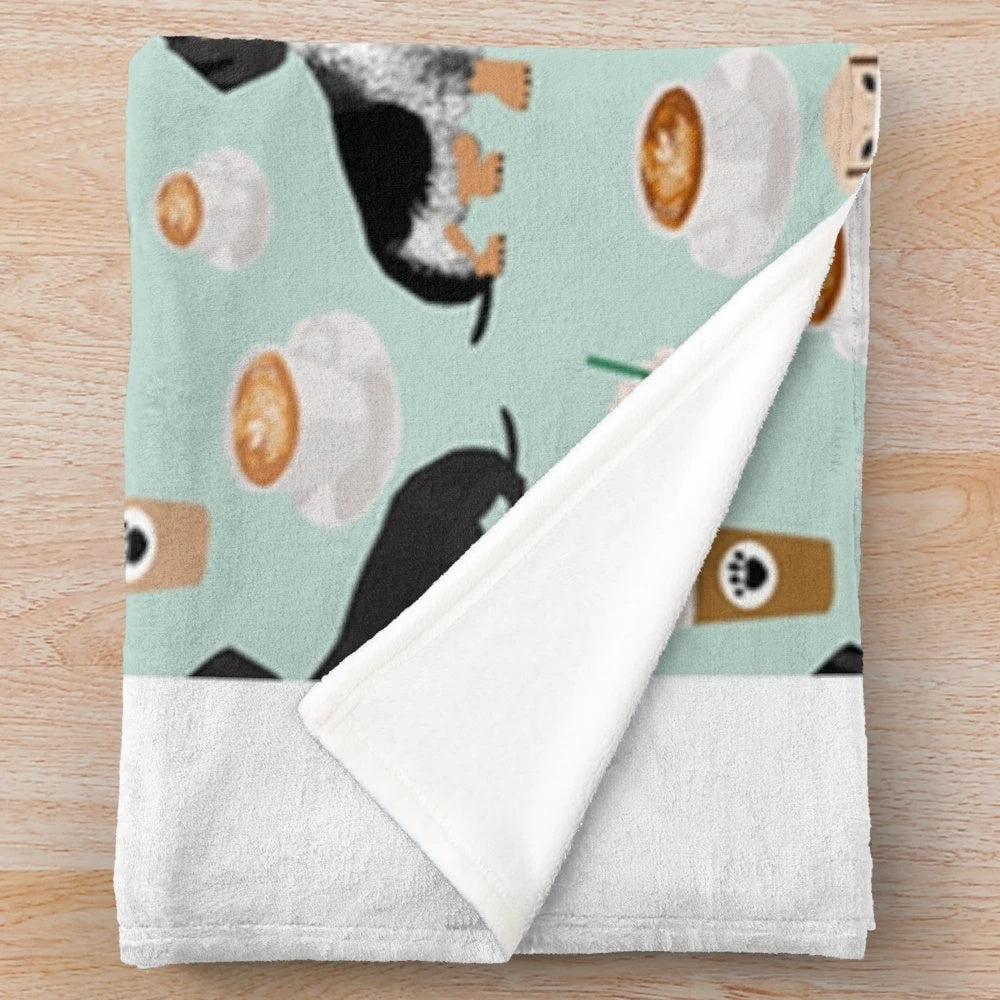 Cute dachshund dog cartoon design on a plush blanket