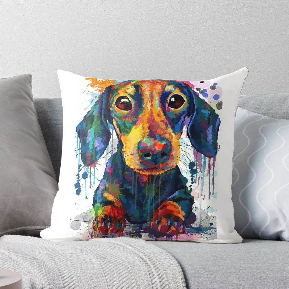 Dachshund dog art decorative pillow