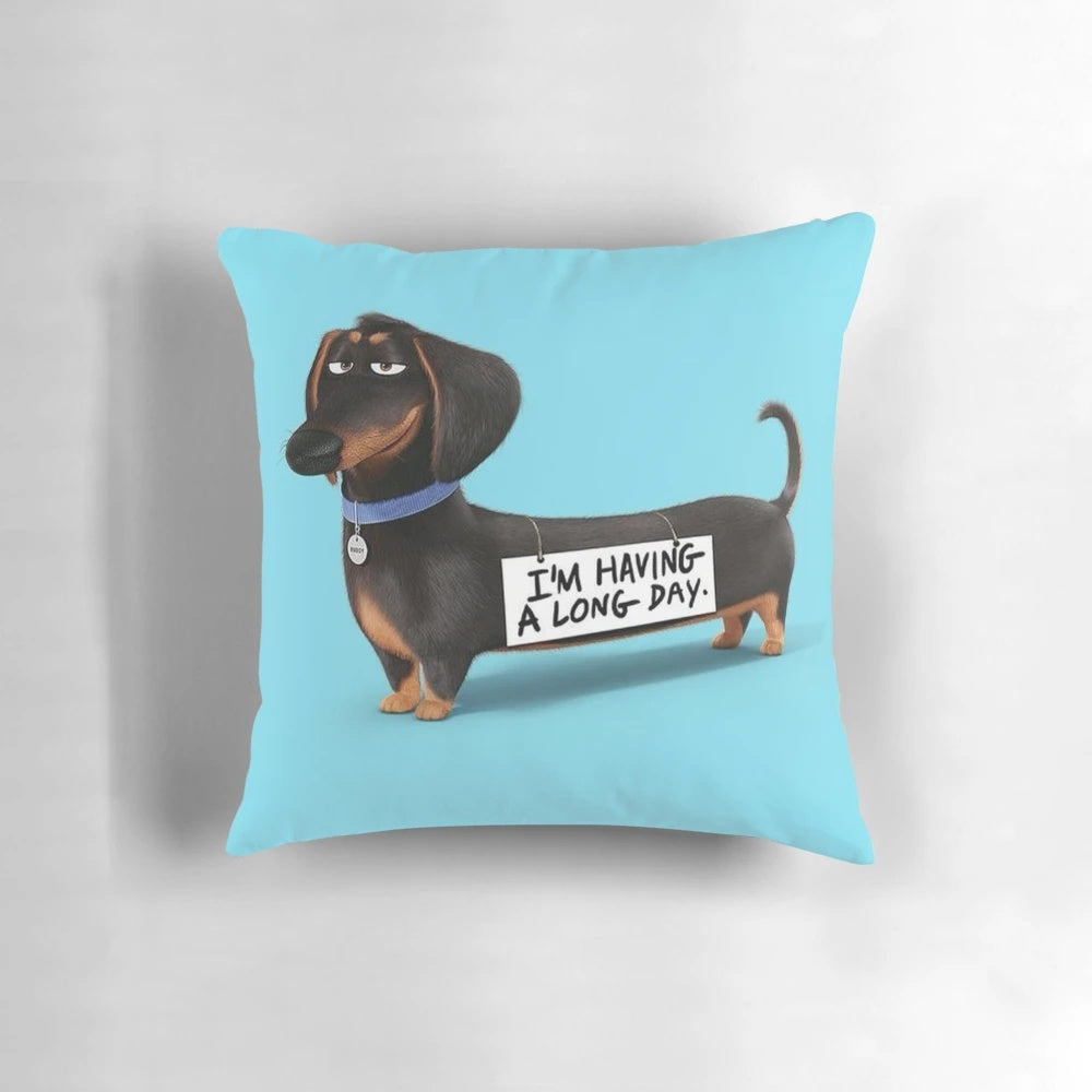 Soft and cuddly dachshund dog pillow with a funny and cute design for pet lovers