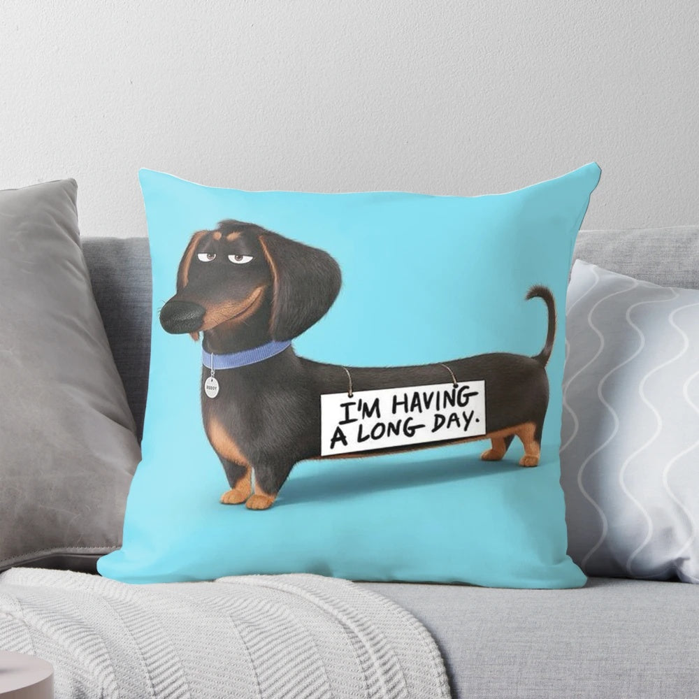 Soft and cuddly dachshund dog pillow with a funny and cute design for pet lovers