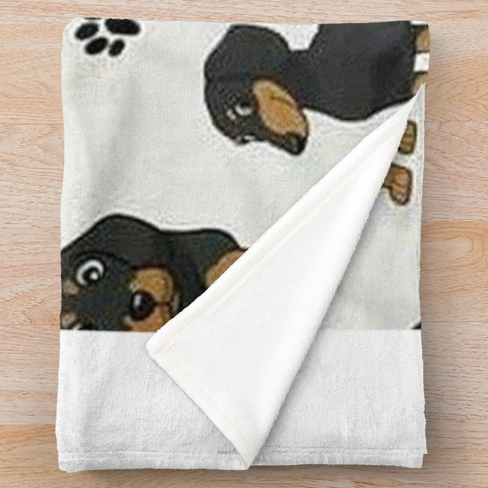 Dachshund dog cartoon print on a plush, cozy blanket
