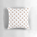 White Pillow with Dachshund and Heart Pattern Design