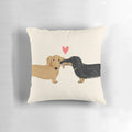 Dachshund love hearts pillow with cute wiener dog design