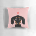 Cute cartoon dachshund or wiener dog pillow with a heart design