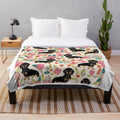 Dachshund dogs and flowers plush blanket