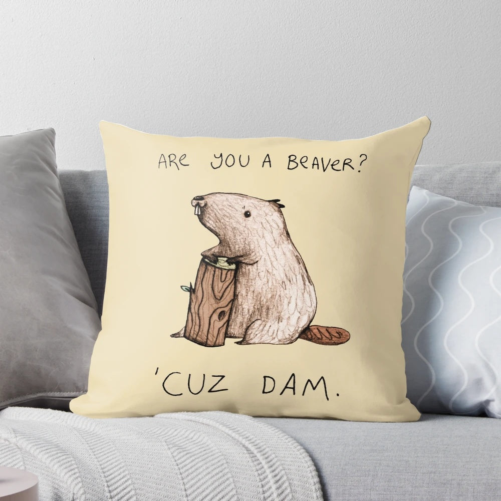 Plush Dam Pillow with Cute Beaver Design
