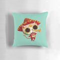 Cute white cat wearing a mariachi outfit against a day of the dead-inspired background