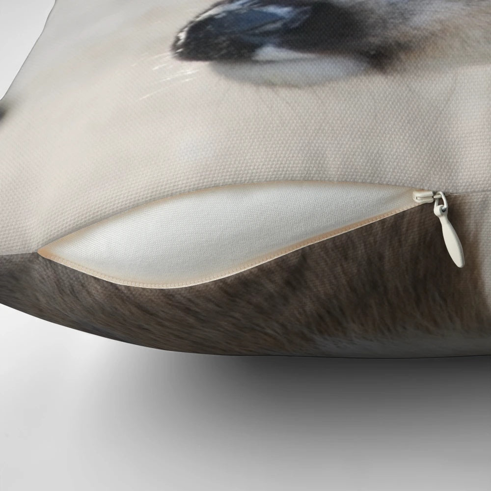 Soft, plush deer pillow featuring a realistic image of a deer