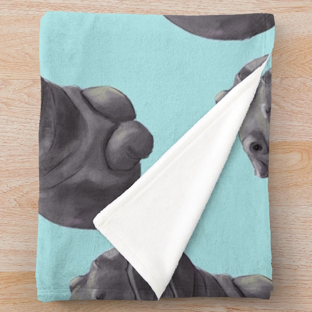 Digital painting of a cute baby hippo swimming
