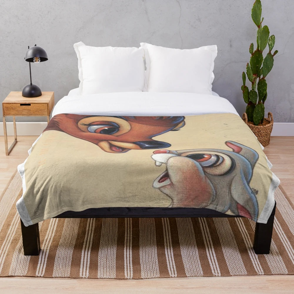 Soft and plush blanket featuring Disney characters Bambi and Thumper