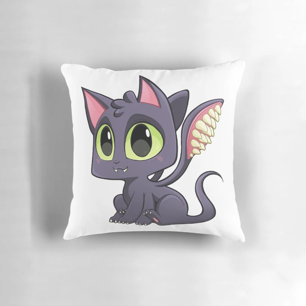 Cute plush pillow featuring a displacer beast, a feline-like creature from the Dungeons & Dragons fantasy universe.