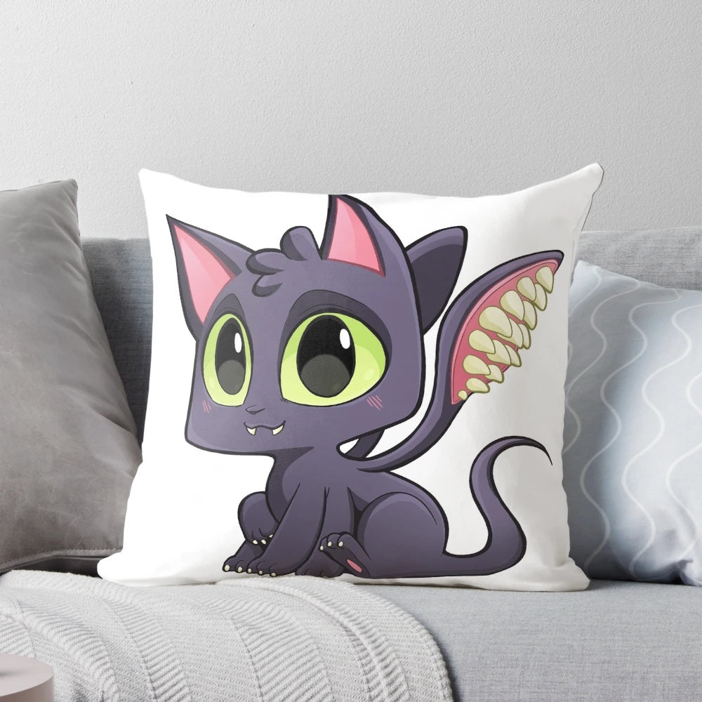 Cute plush pillow featuring a displacer beast, a feline-like creature from the Dungeons & Dragons fantasy universe.