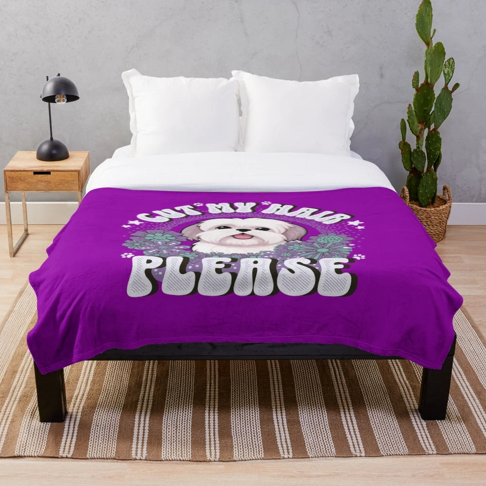 Soft and Cozy Plush Blanket with Cute Dog Grooming Design