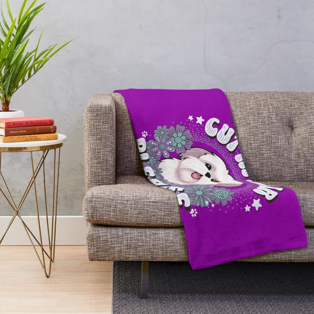 Soft and Cozy Plush Blanket with Cute Dog Grooming Design