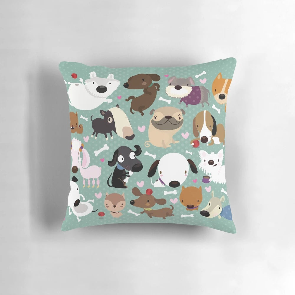 Soft, patterned pillow featuring a cute dog design by mjdaluz