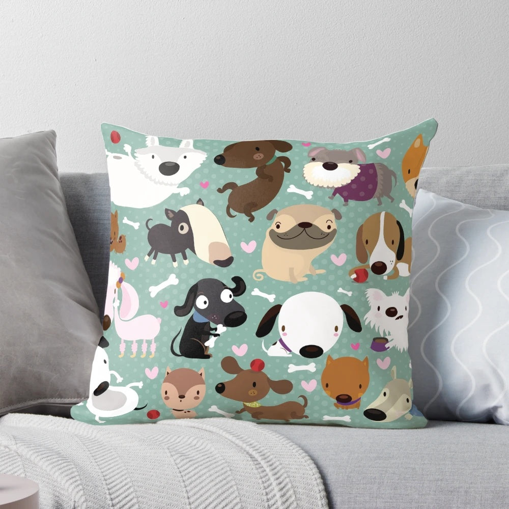 Soft, patterned pillow featuring a cute dog design by mjdaluz