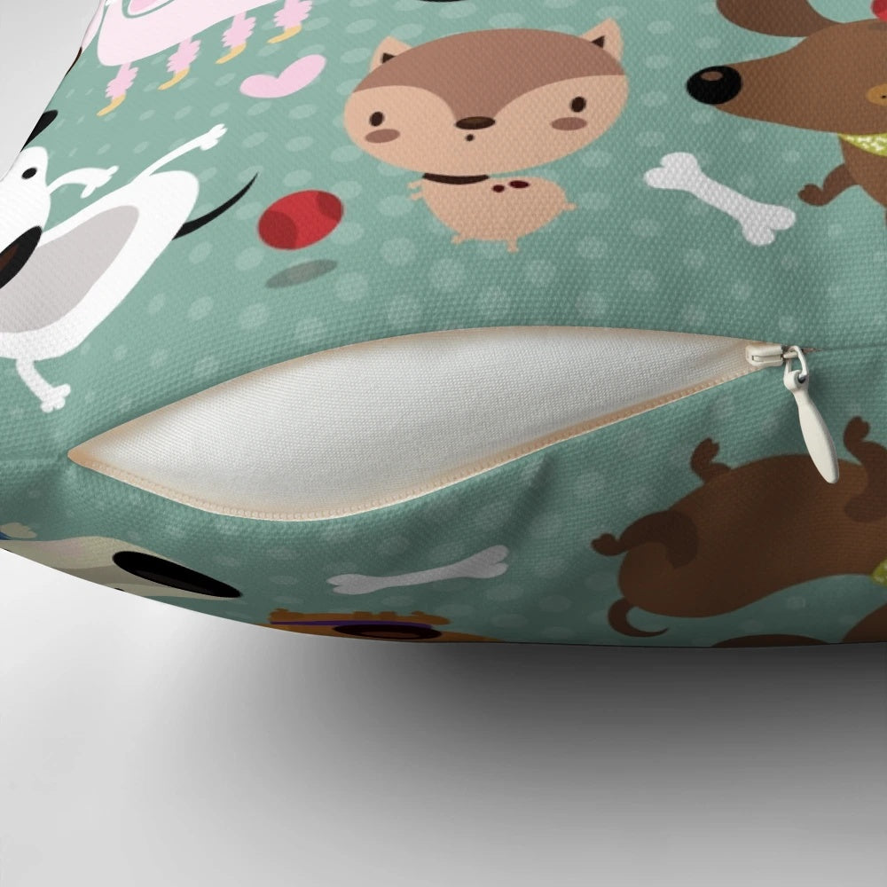 Soft, patterned pillow featuring a cute dog design by mjdaluz